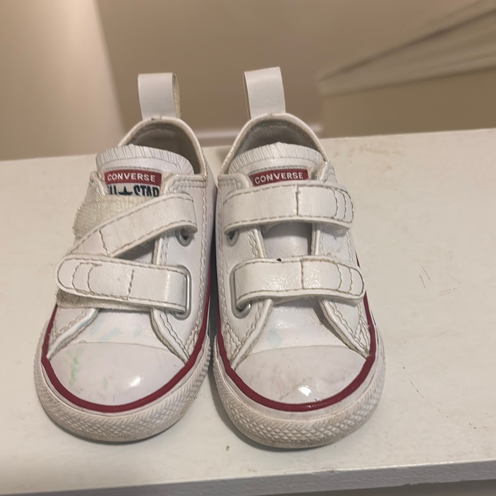 Converse White and Red Velcro Sneakers